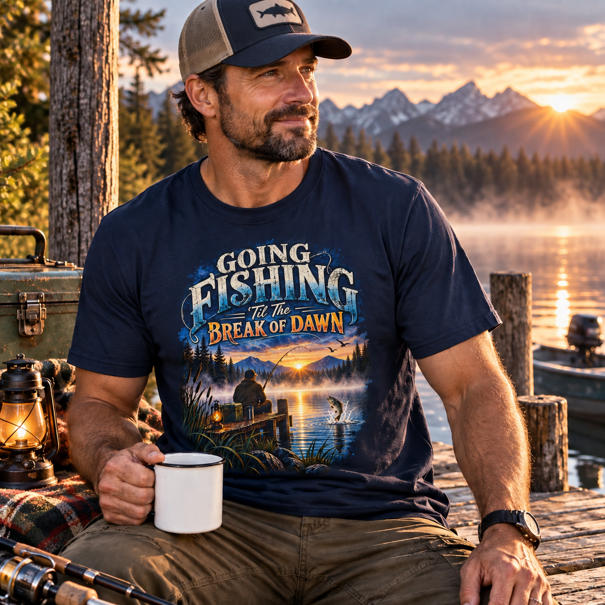 Going Fishing ’Til the Break of Dawn T-Shirt – Angler Graphic Tee