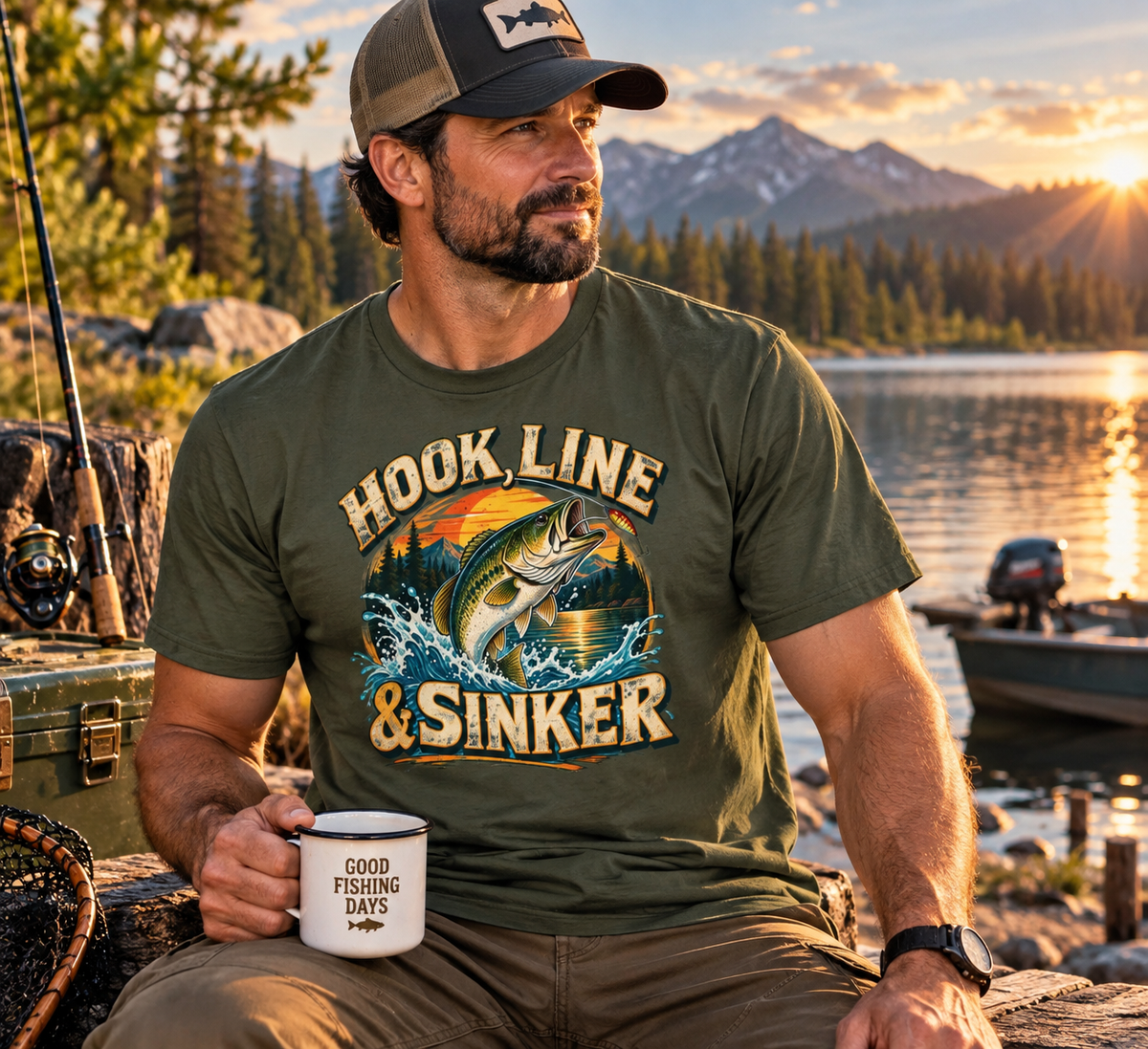 Hook, Line & Sinker Fishing T-Shirt – Vintage Angler Graphic Tee