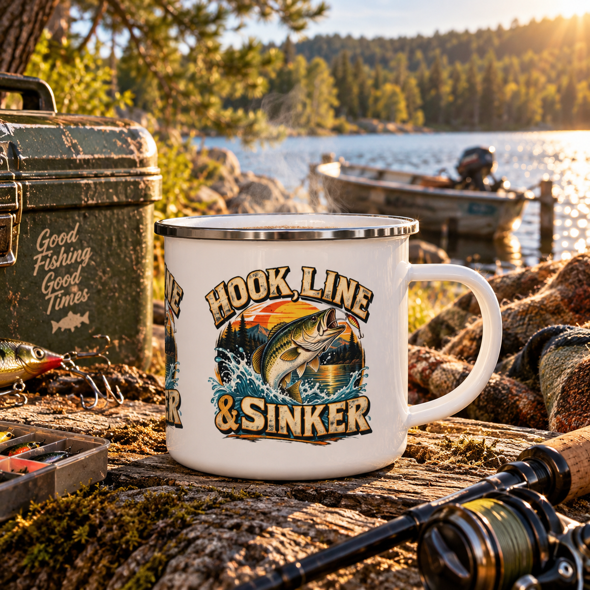 Hook, Line & Sinker Enamel Mug – Vintage Fishing Mug