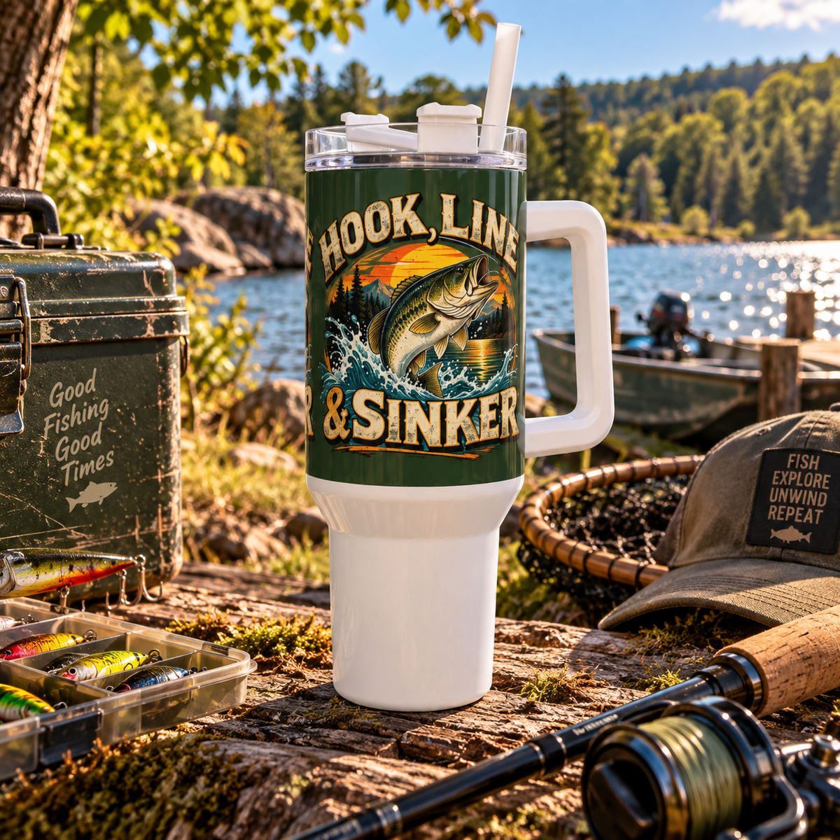 Hook, Line & Sinker 40oz Tumbler – Vintage Fishing Tumbler