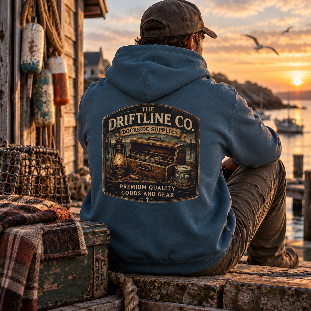 The Driftline Company – Dockside Supplies Indigo Blue Hoodie