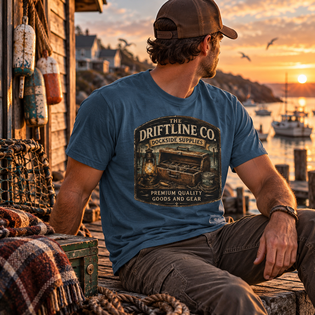 The Driftline Company – Dockside Supplies Indigo Blue T-Shirt