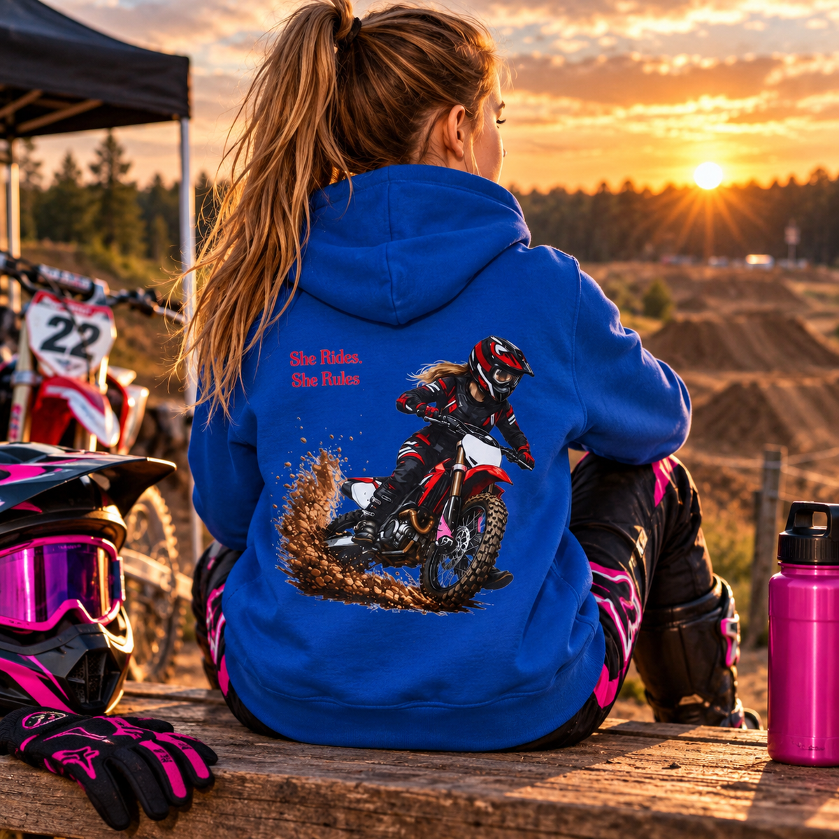 She Rides She Rules Youth Hoodie – Girls Motocross Hoodie