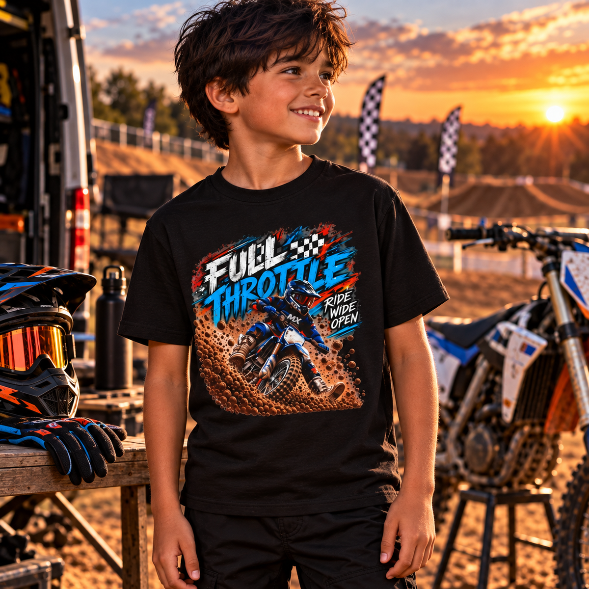 Full Throttle Youth T-Shirt – Kids Motocross Dirt Bike Tee