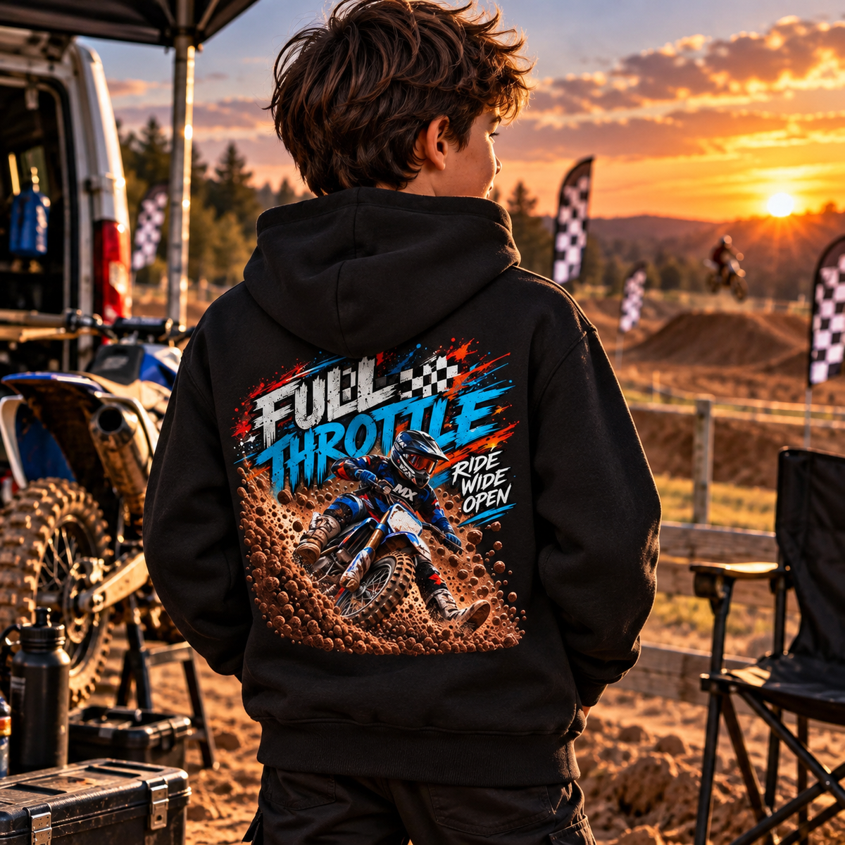 Full Throttle Youth Hoodie – Kids Motocross Dirt Bike Hoodie