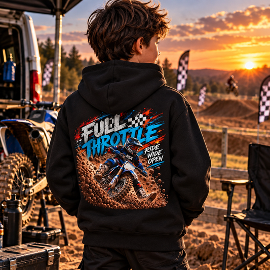 Full Throttle Youth Hoodie – Kids Motocross Dirt Bike Hoodie