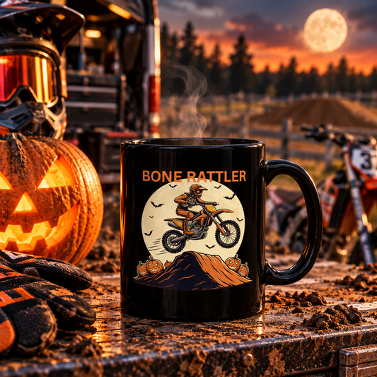 Bone Rattler Motocross Halloween Mug – Dirt Bike Coffee Mug