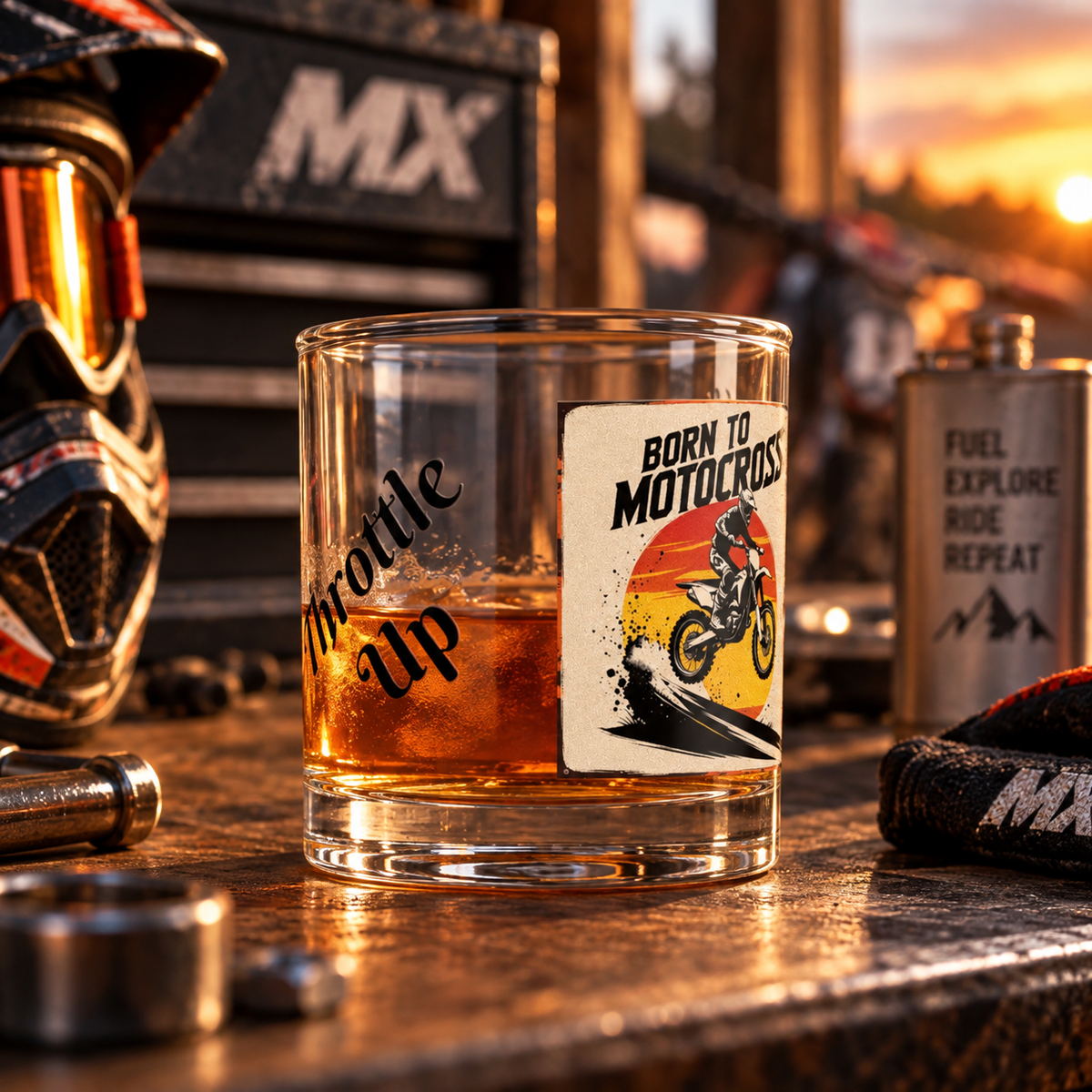 Born to Motocross Sunset - (Whiskey) Throttle Up Tumbler