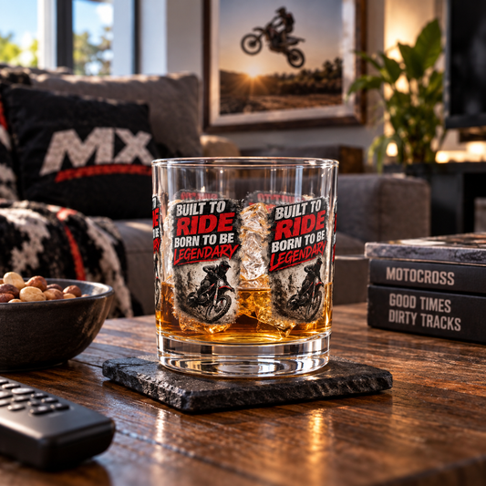 Built to Ride Born to Be Legendary Glass Tumbler – Motocross Glass