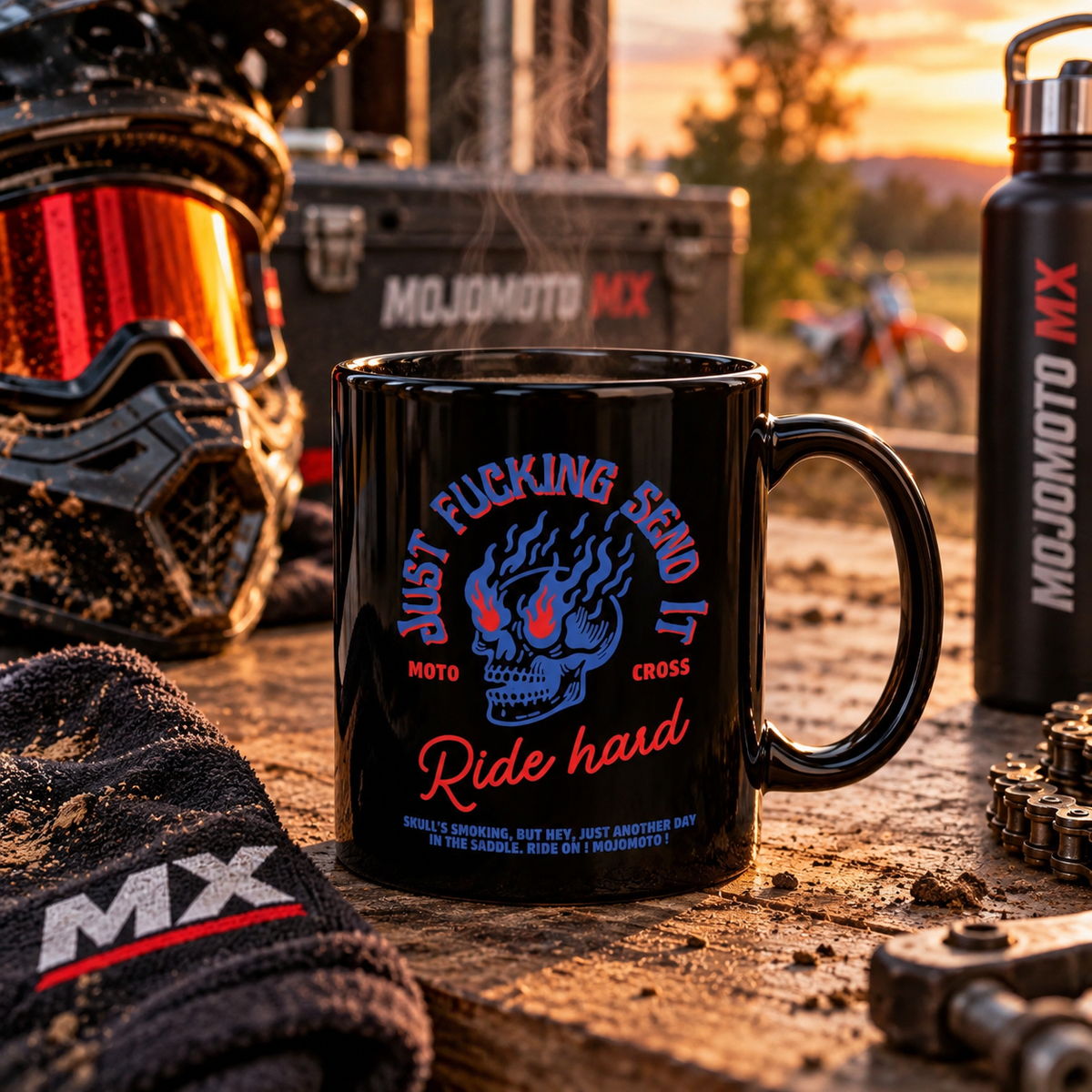Ride Hard Motocross Tasse Schwarz – Dirtbike-Kaffeetasse