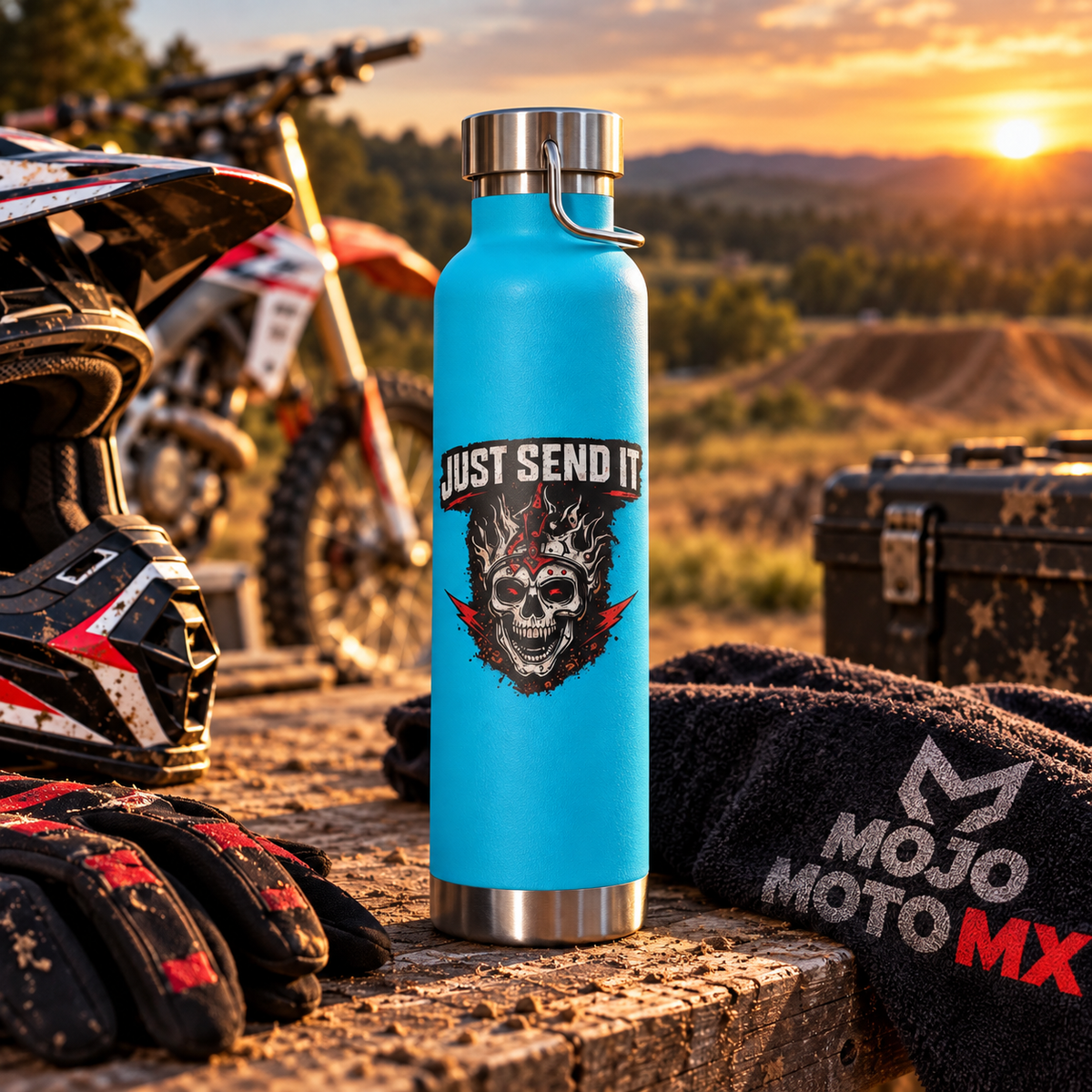 Just Send It Motocross Insulated 22oz Flask – Dirt Bike Water Bottle