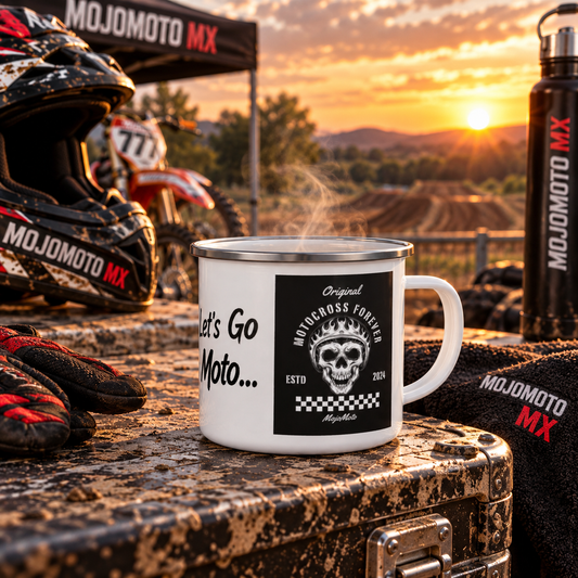 Motocross Forever Enamel Mug – Let’s Go Moto Dirt Bike Mug