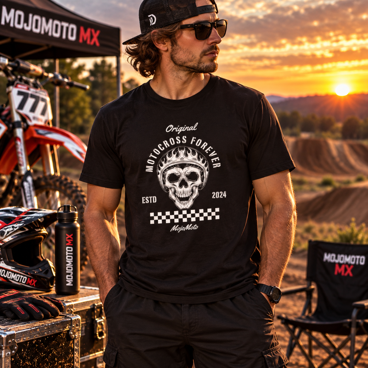 T-shirt Motocross Forever – Haut avec pilote de moto cross à tête de mort
