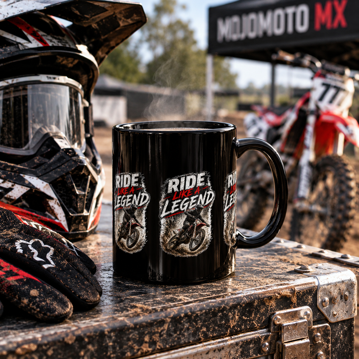Ride Like a Legend Motocross Schwarze Tasse – Dirt-Bike-Kaffeetasse