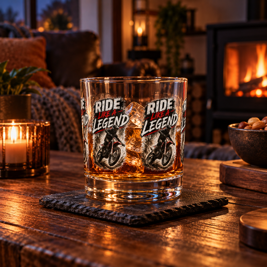 Ride Like a Legend 10oz Glastrinkbecher – Motocross Whiskyglas