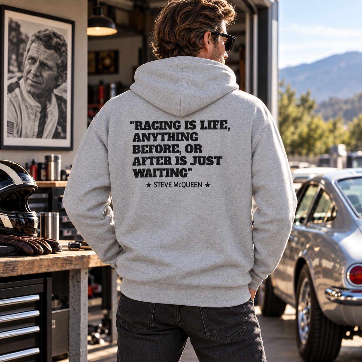 Sweat à capuche Steve McQueen Legends Mojo Moto MX – Sweat à capuche de sport automobile