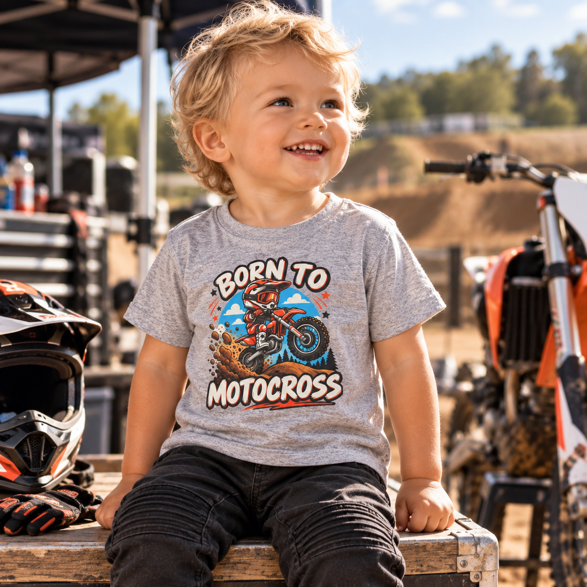 Born to Motocross Kleinkind T-Shirt – Kleines MX-Fahrer Shirt