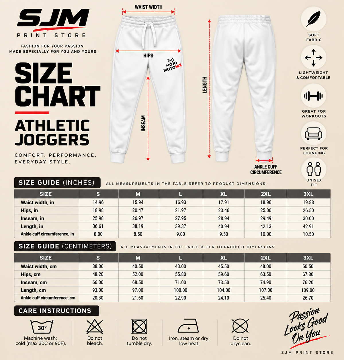 Pantalon de jogging athlétique Mojo Moto MX – Pantalon de jogging unisexe pour motocross