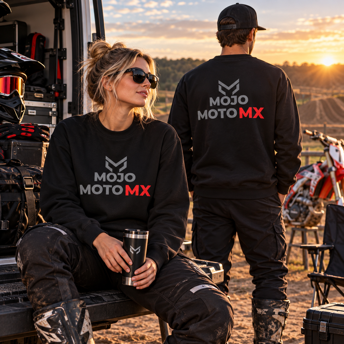 Mojo Moto MX Crewneck Sweatshirt Moto Logo Pullover
