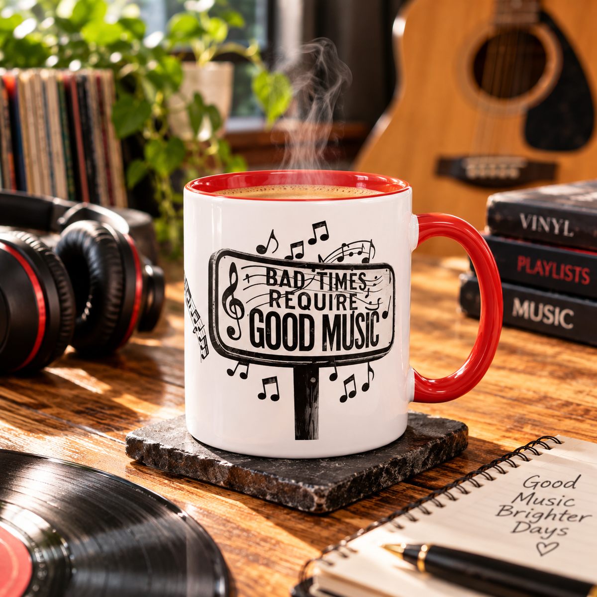 Tasse à café Accent Les mauvais moments exigent de la bonne musique Tasse citation musicale 325 ml
