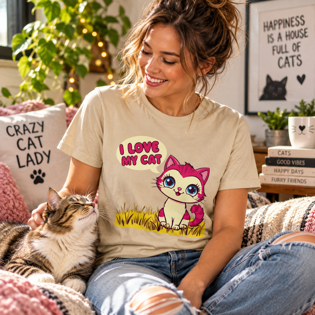 Niedliches Katzenliebhaber-T-Shirt