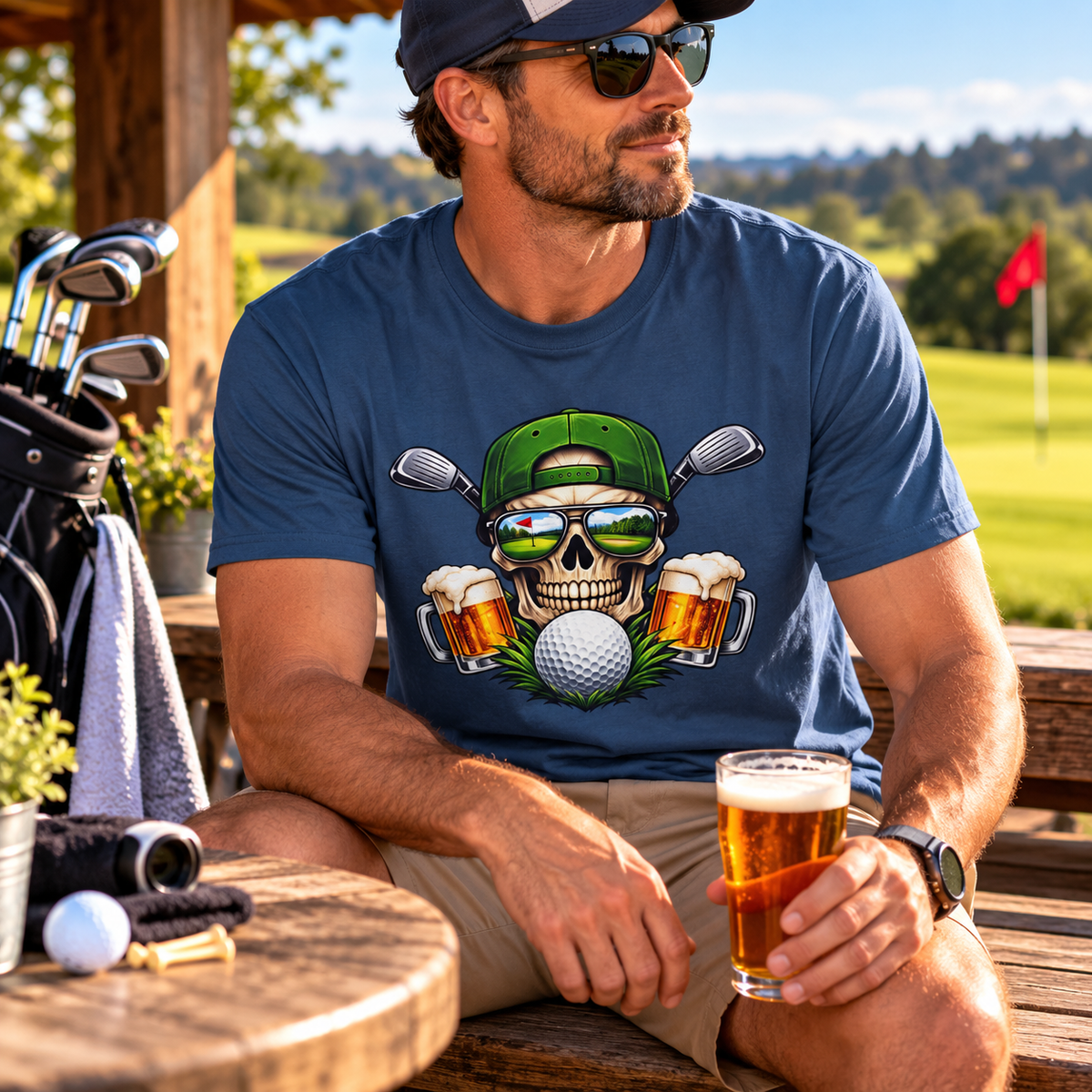 Fairways & Cold Beers Golf Skull T-Shirt