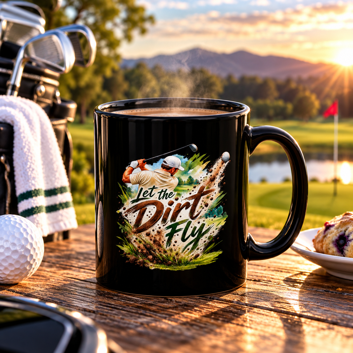 Let the Dirt Fly Golf Mug – Black Golfer Mug