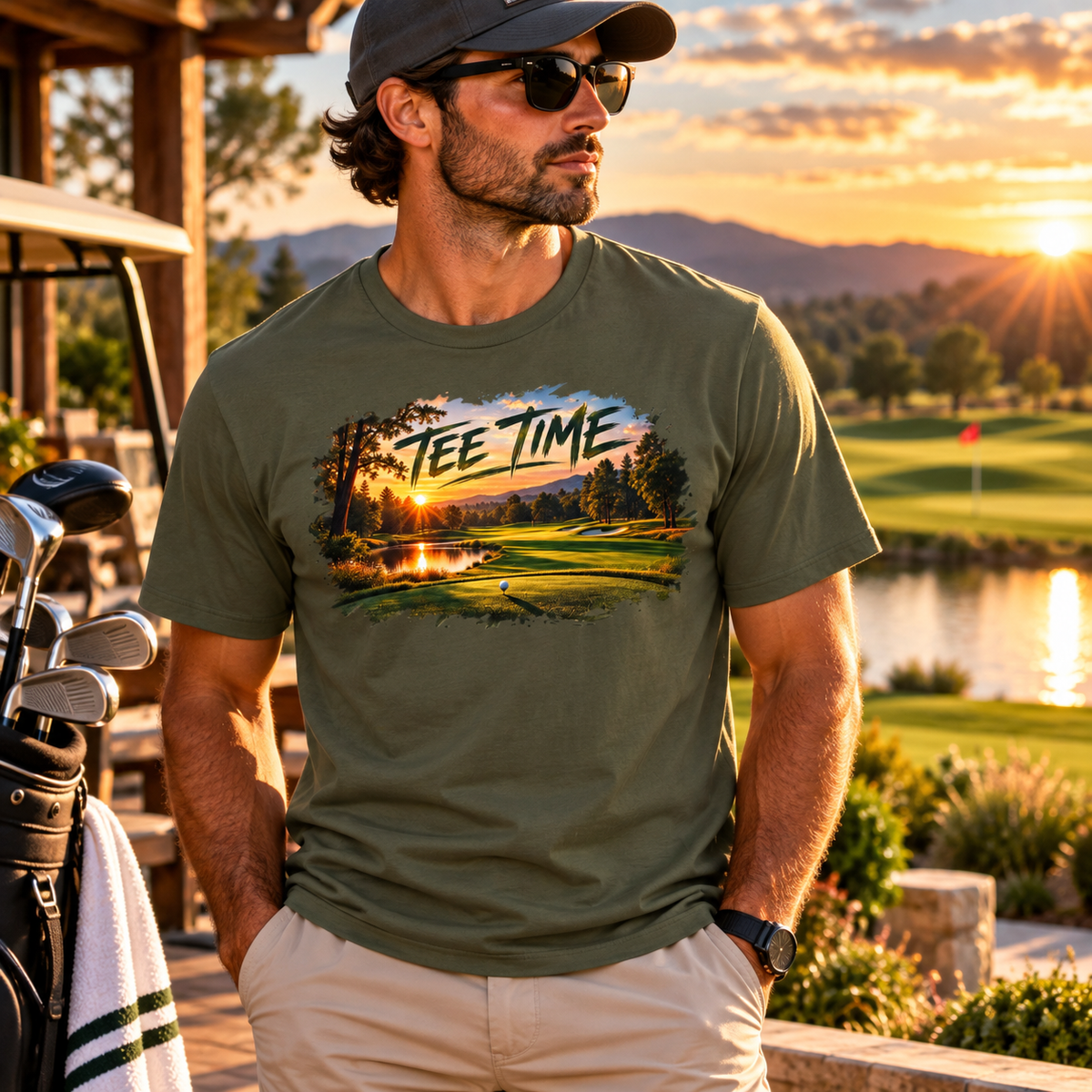Tee Time Golf T-Shirt – Sunset Golf Course Tee