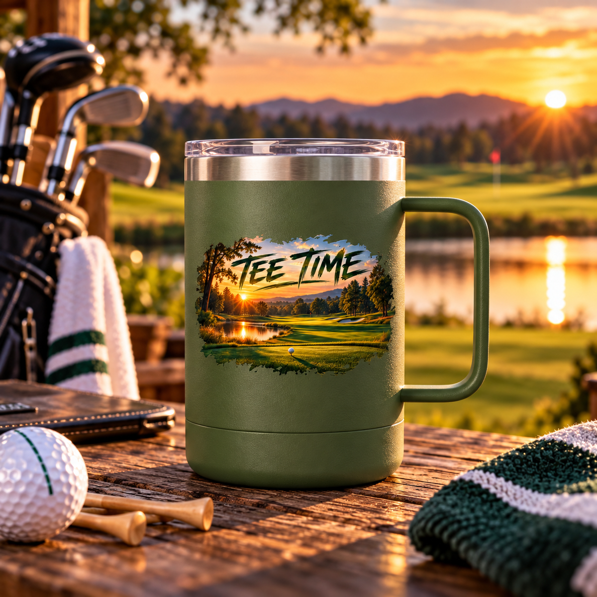 Tee Time Golf Insulated Mug – 15oz Stainless Steel Tumbler
