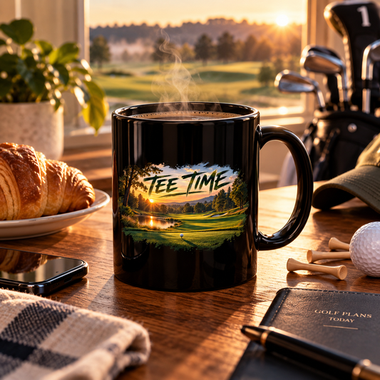 Tee Time Golf Mug – Black Golf Course Coffee Mug