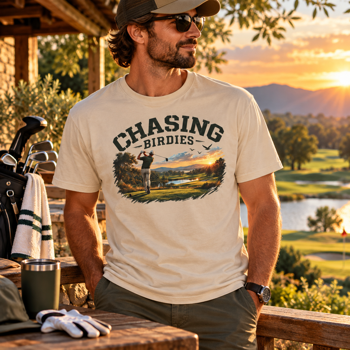 Chasing Birdies Golf T-Shirt – Scenic Golfer Tee