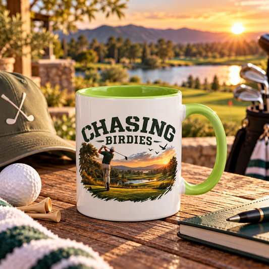 Chasing Birdies Golf Accent Mug – Golfer Coffee Mug