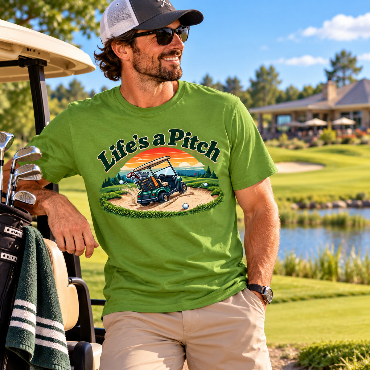 Life’s a Pitch Golf T-Shirt – Funny Golf Cart Tee