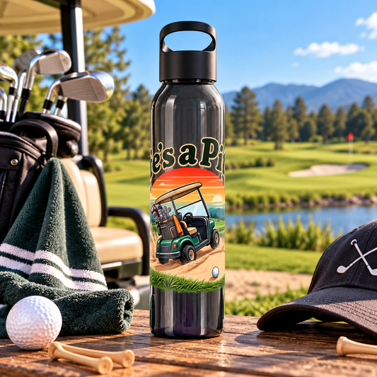 Life’s a Pitch Golf Water Bottle – Golf Cart Design