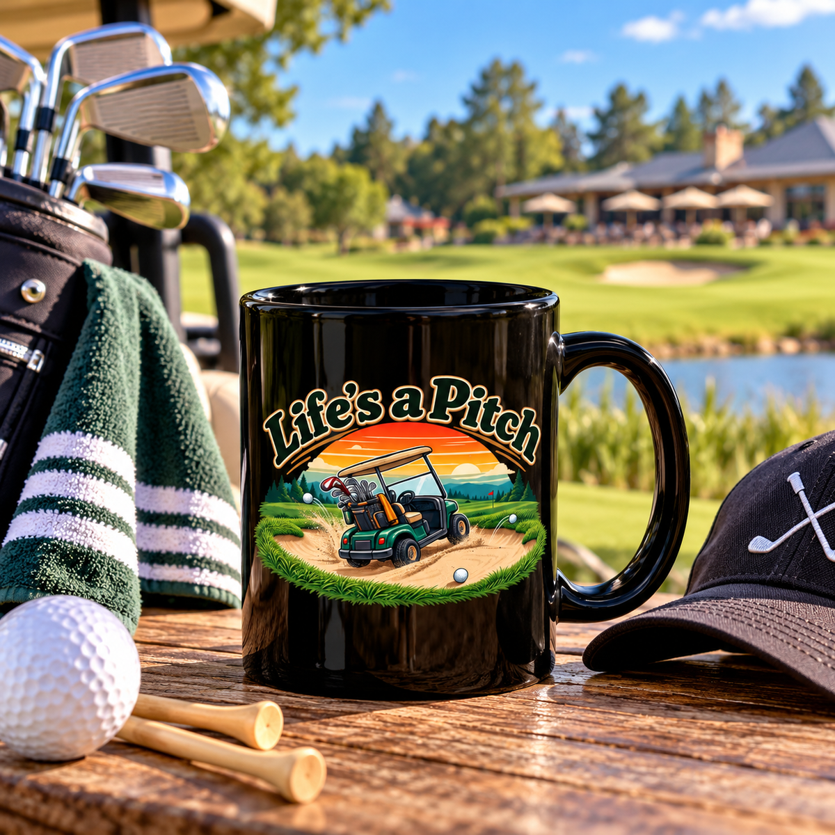 Life’s a Pitch Golf Mug – Black Golfer Mug