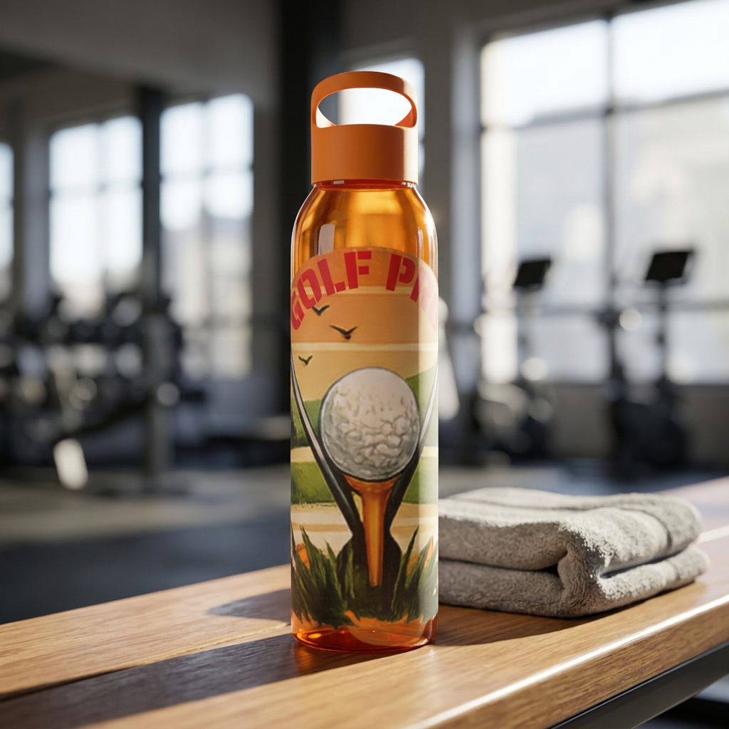 Gourde Golf Pro — Design rétro « Sunset » avec balle et tee de golf