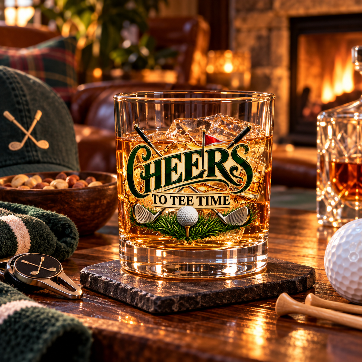 Cheers to Tee Time Golf Rocks Glass – Golfer-Trinkglas