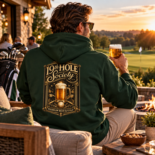 19th Hole Society Premium Beer and Golf Hoodie