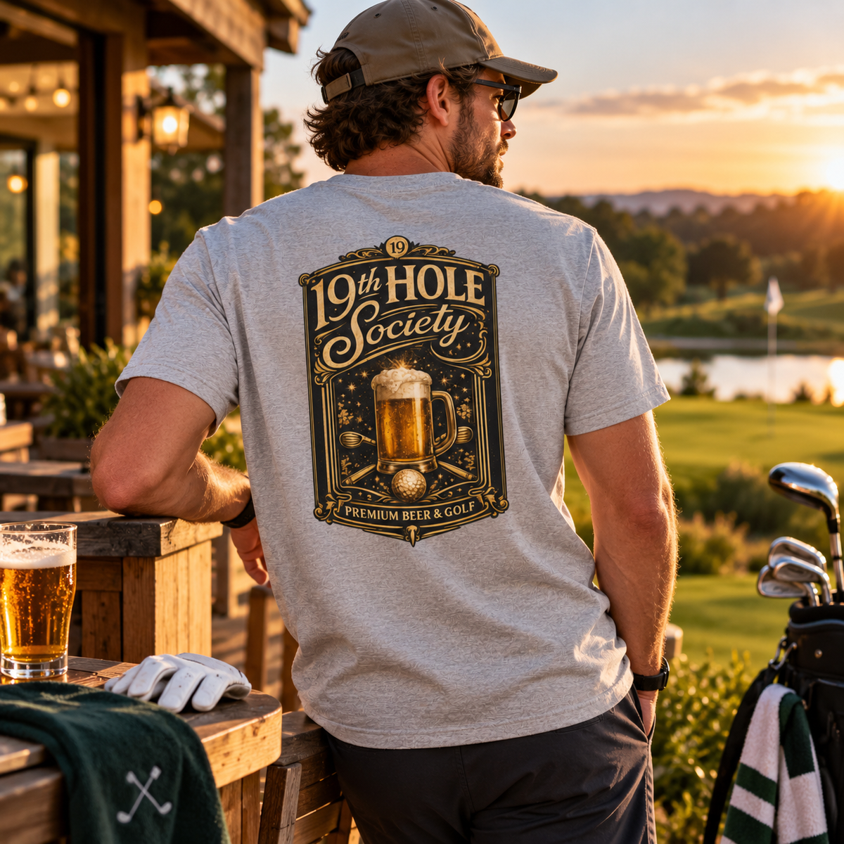 19th Hole Society Premium Beer & Golf  T-Shirt