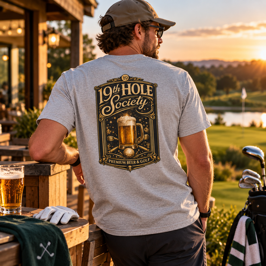 19th Hole Society Premium Beer & Golf  T-Shirt