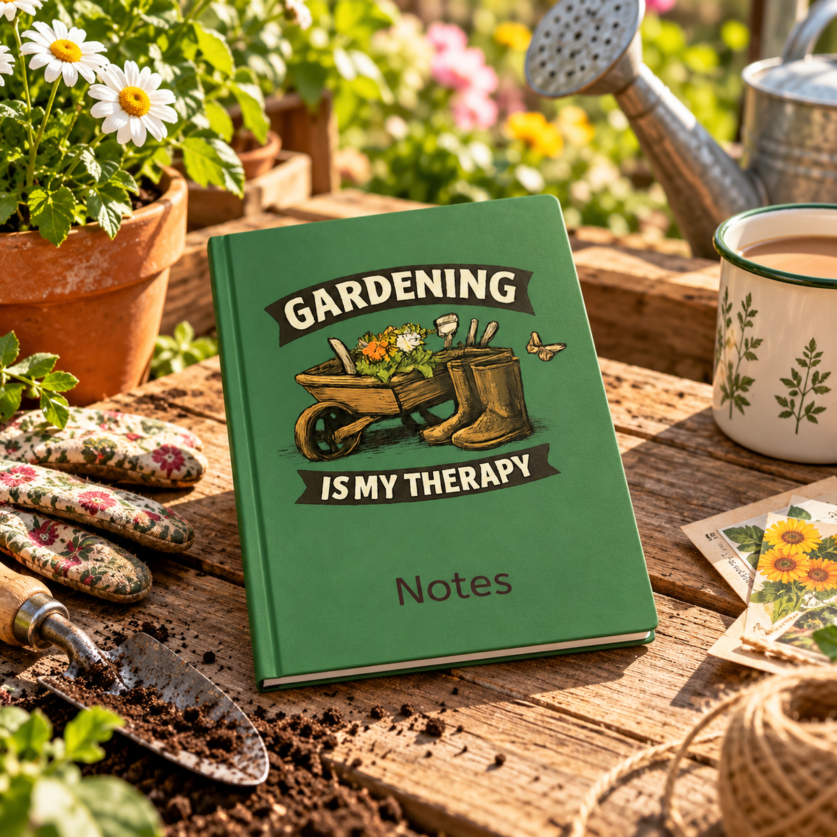 Gardening Is My Therapy – Hardback Gardening Notebook & Journal