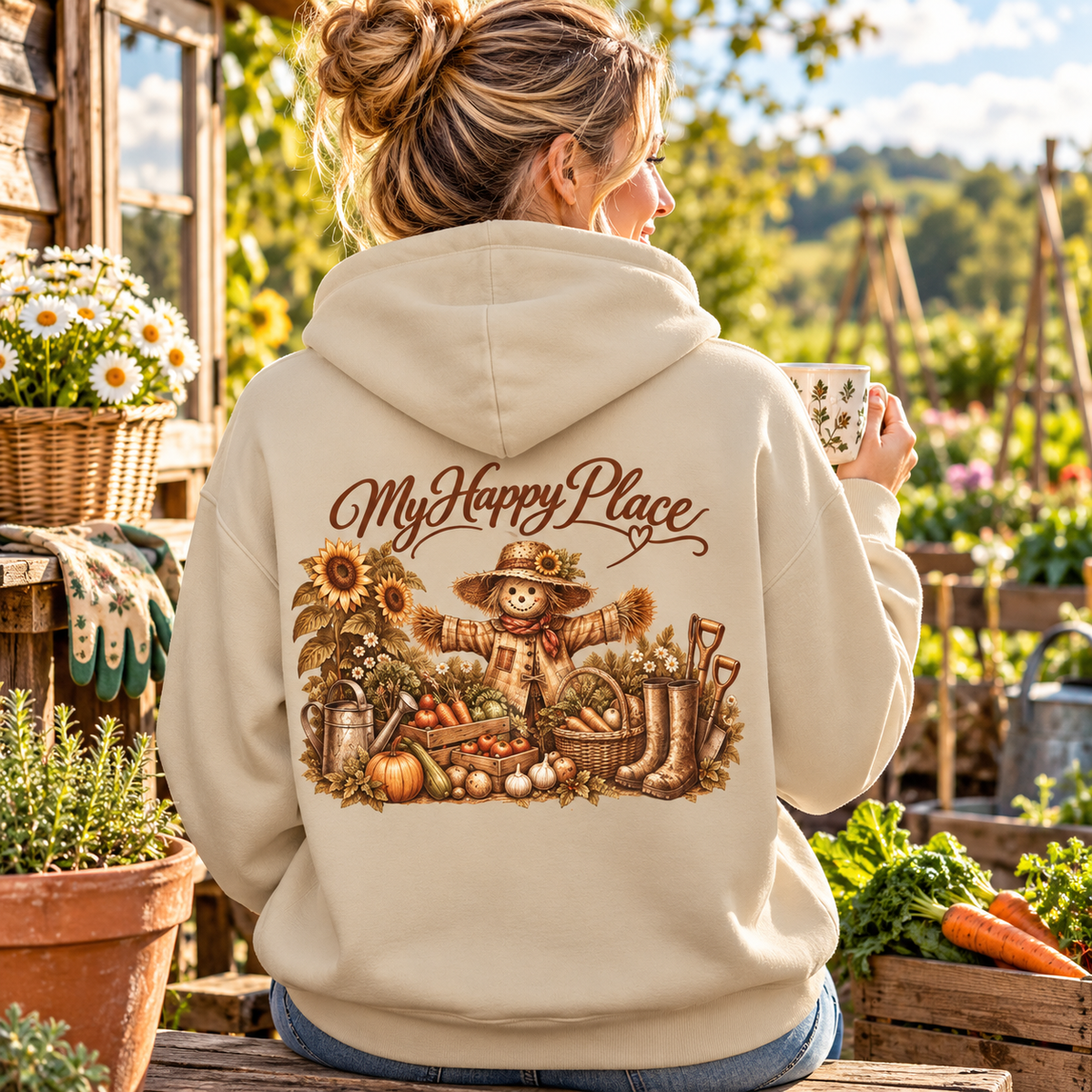 My Happy Place Vintage Style Gärtner-Kapuzenpullover