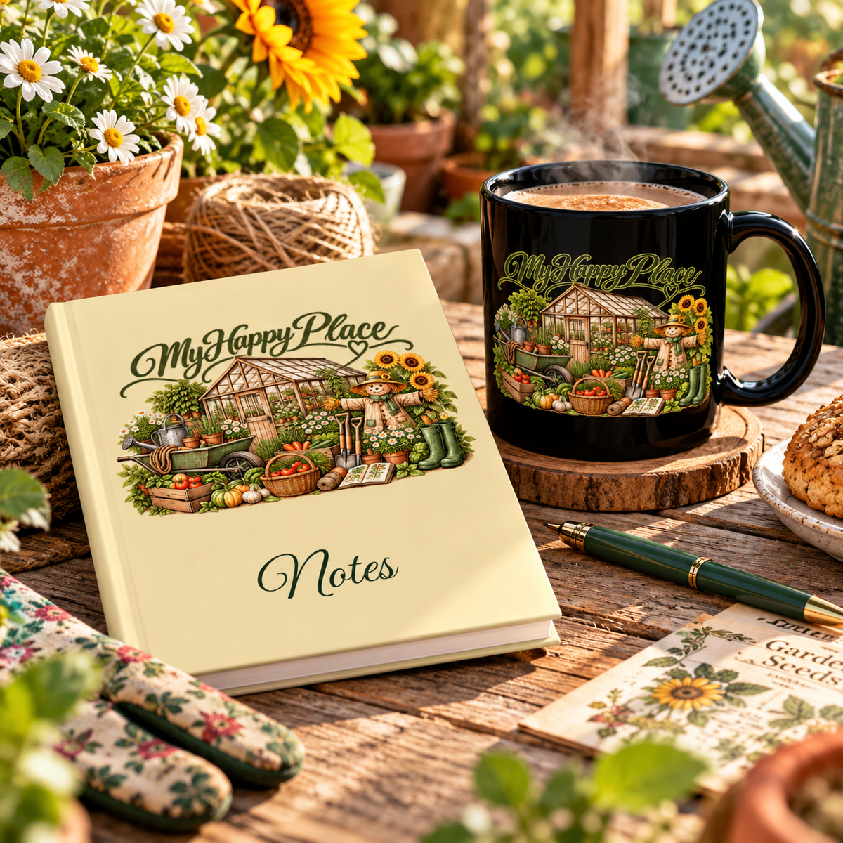 My Happy Place Greenhouse Hardcover Notebook