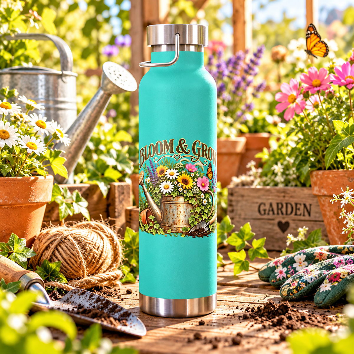 Bloom & Grow Vintage Garden – Insulated Flask