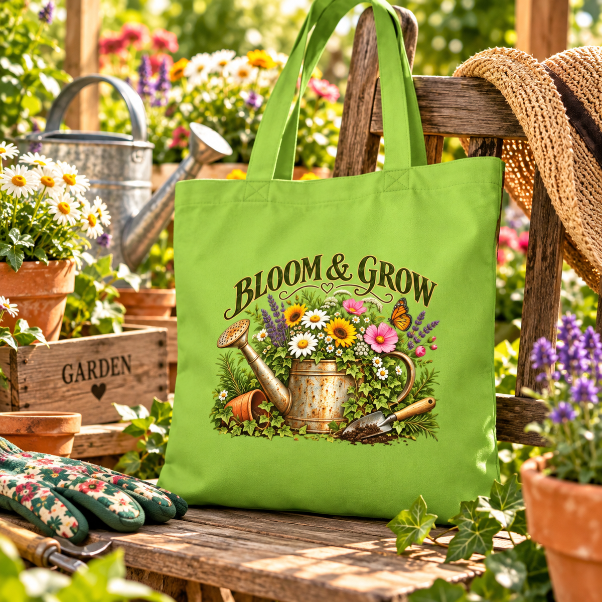 Bloom & Grow Vintage Garden – Gardening Tote Bag
