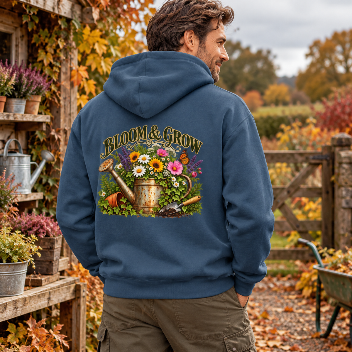 Bloom & Grow Vintage Garden – Back Print Hoodie