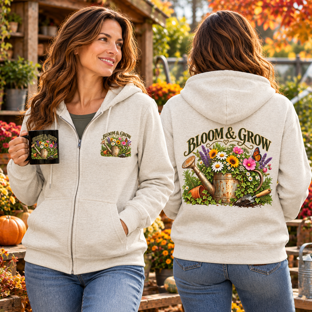 Bloom & Grow Vintage Garden – Zip Hoodie