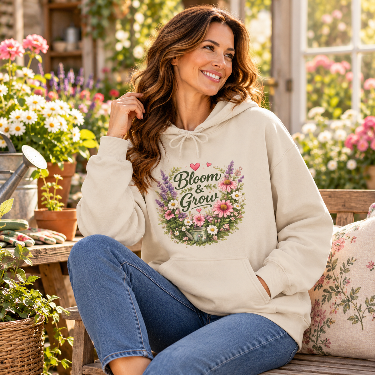 Bloom & Grow Floral – Pullover Hoodie
