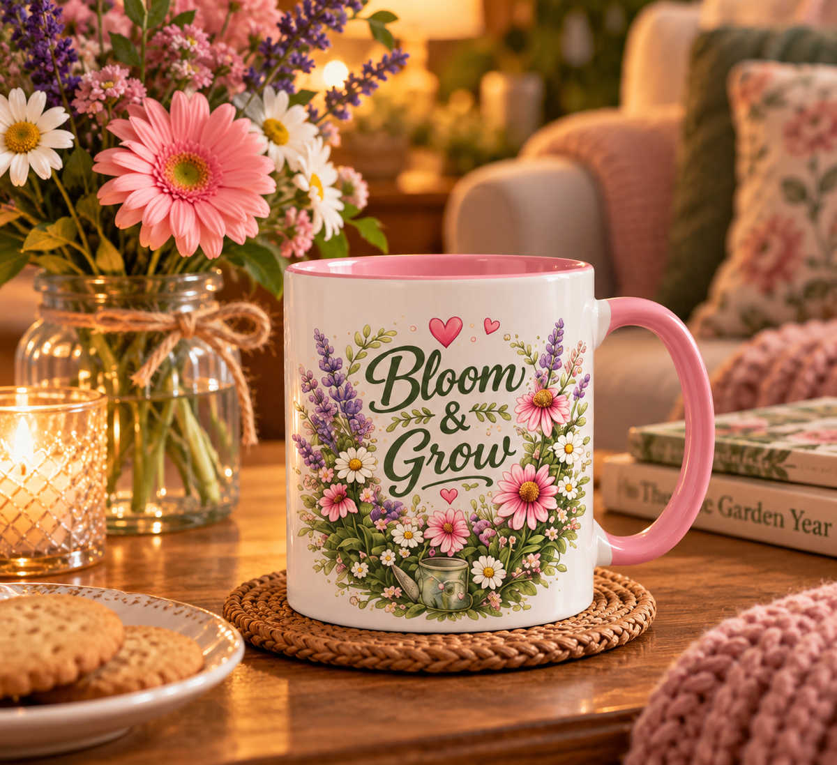 Bloom & Grow Floral Accent Ceramic Mug