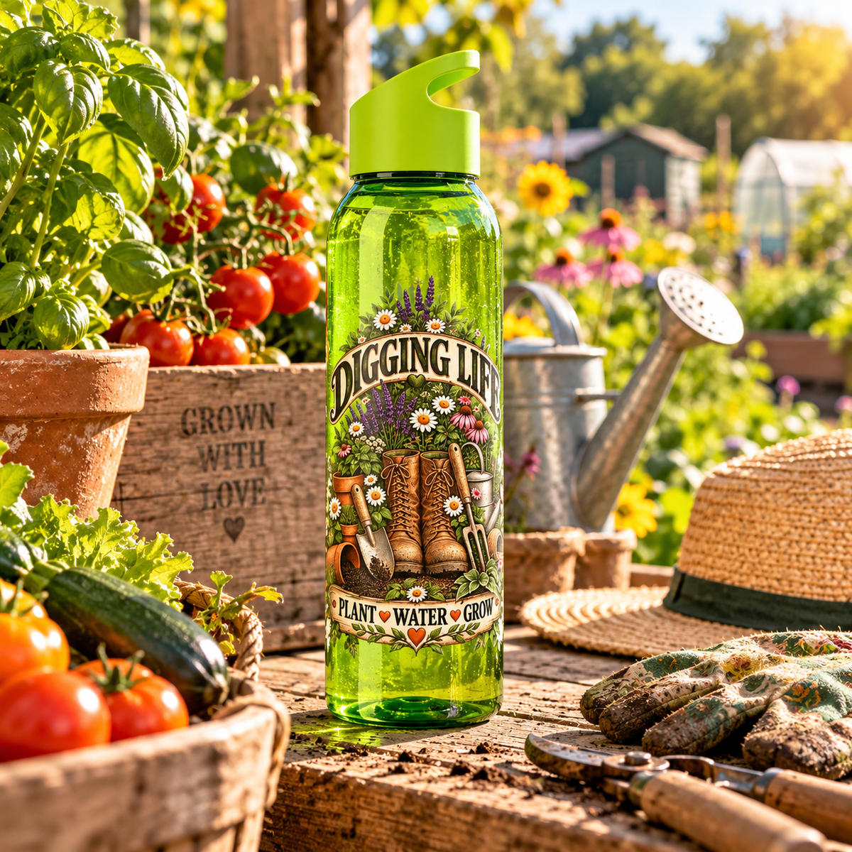Digging Life Vintage Garden – Slimline Water Bottle